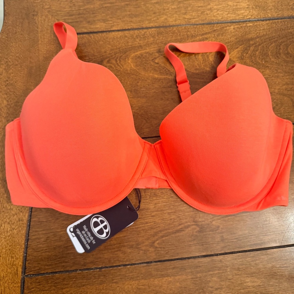 Organic Cotton Basics Coral‎ Orange T-Shirt Bra 40D Organic Wired Lightly Padded